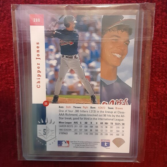 Chipper Jones - 1993 Upper Deck SP – Card No. 280 – (Baseball Card) - Picture 2 of 2